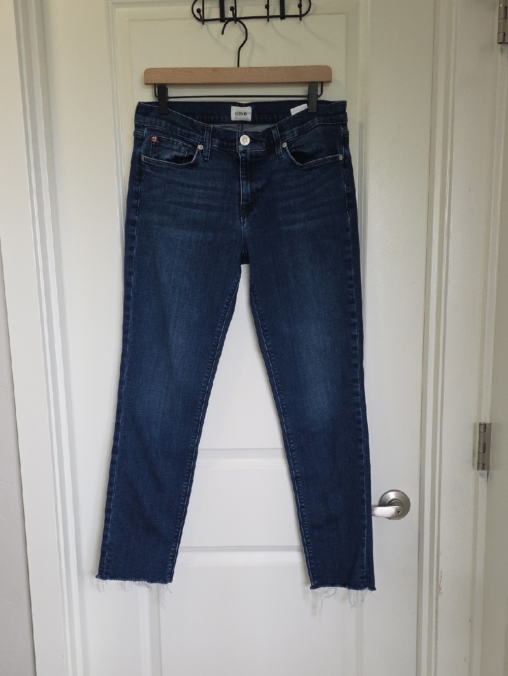 Hudson Jeans Dark Indigo Ankle Skinny with Raw Hem